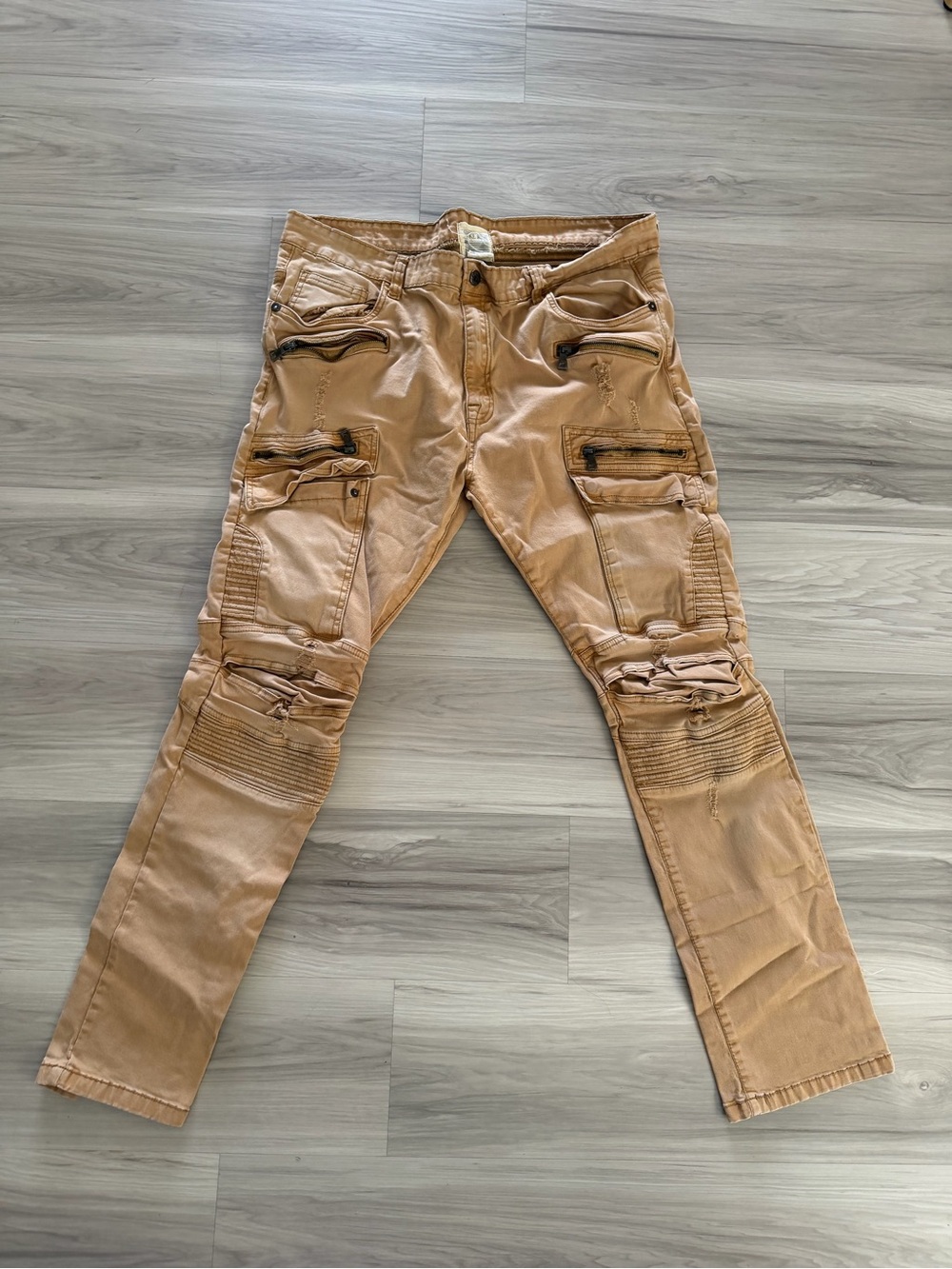 Smoke rise Men's Slim Cargo Pants in Tan 42/34